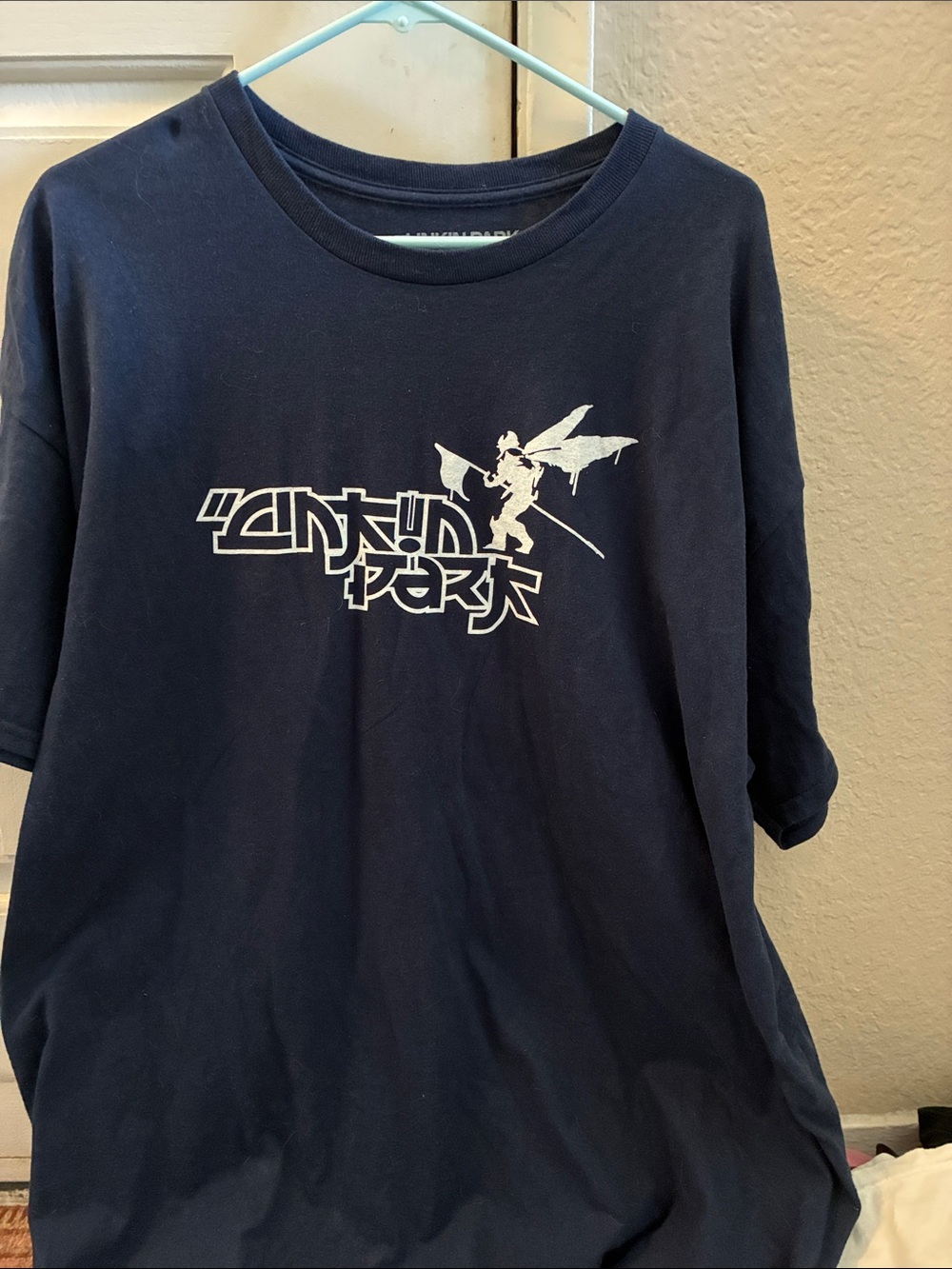 Men's Navy Graphic Short Sleeve Tee with White Print